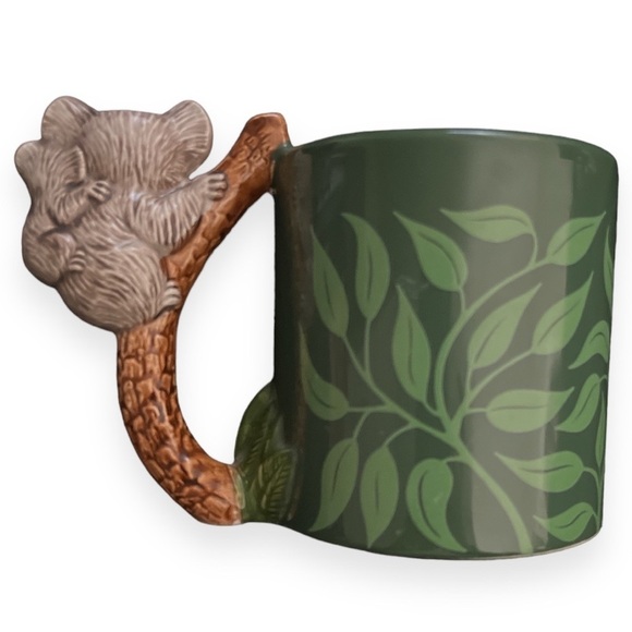 Vintage Bergschrund Seattle 1991 Koala Mom Baby Handle Green Ceramic Coffee Mug - Picture 2 of 7